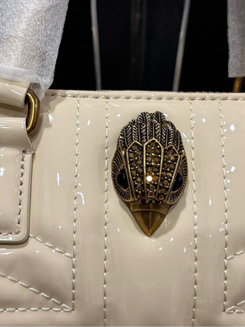 Kurt Geiger Bag Kensington White Leather UJ Barrel Moto Boho Chic Wedding Resort - Picture 5 of 7